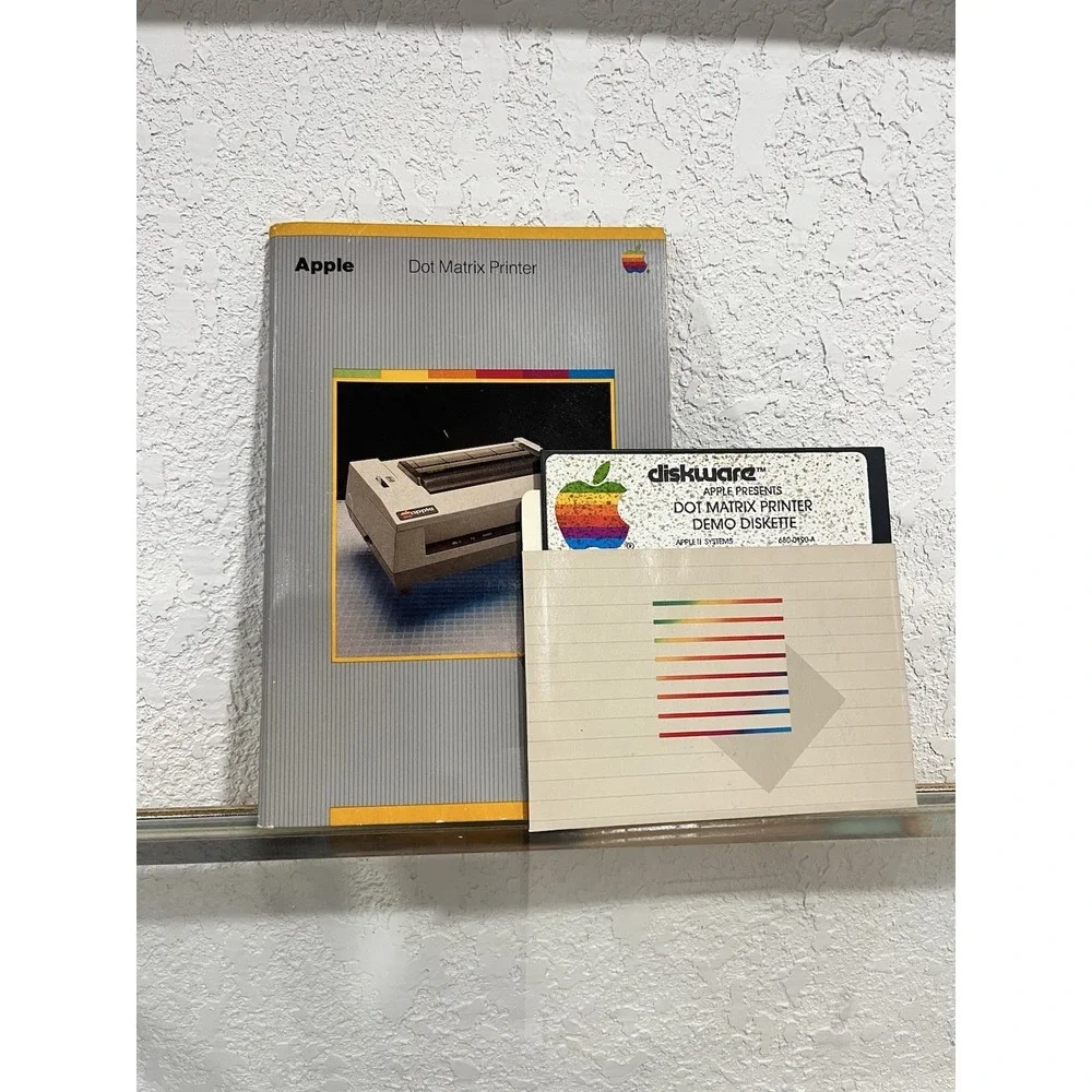 Vintage Apple Dot Matrix Printer Guide with Demo Floppy Diskette
